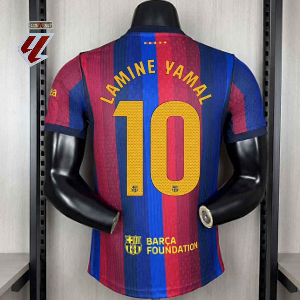 FC Barcelona 2026-27 Home Player Version Jersey | Lamine Yamal #10 or Custom Name & Number | La Liga Patch | S–3XL