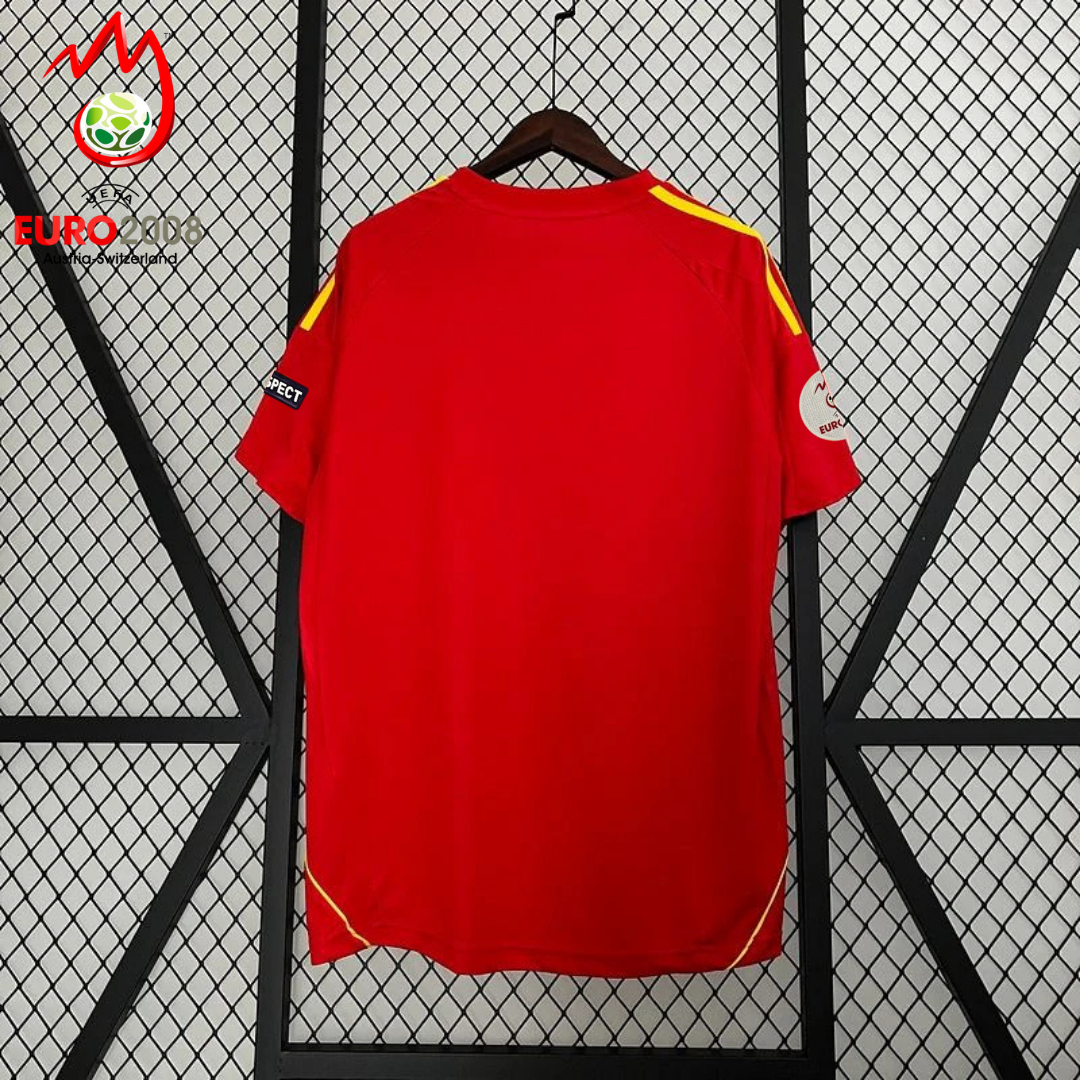 Spain 2008 Euro Championship Retro Home Short Sleeve Jersey Euro Patch Personalized Rare