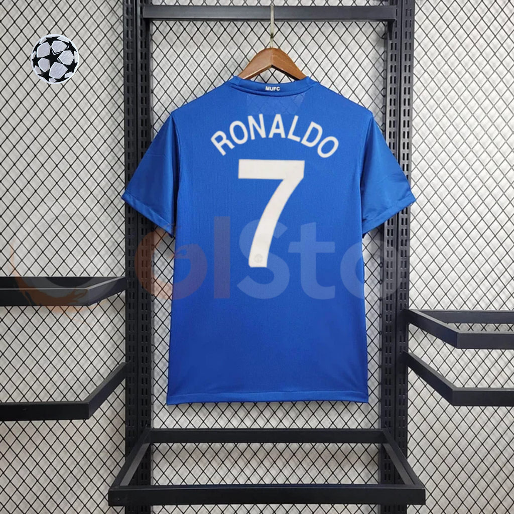 Manchester United 2008-2009 Retro Third Kit Short Sleeve Jersey #7 Ronaldo Personalized UCL Rare