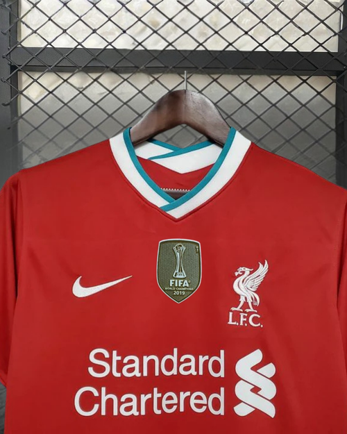 2020-2021 Liverpool Retro Red Home Short Sleeve Jersey #4 Van Dijk Personalized PL Patch