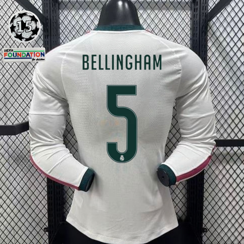 2026/27 Real Madrid Player Version Home Long Sleeve White Jersey #5 Bellingham Personalized