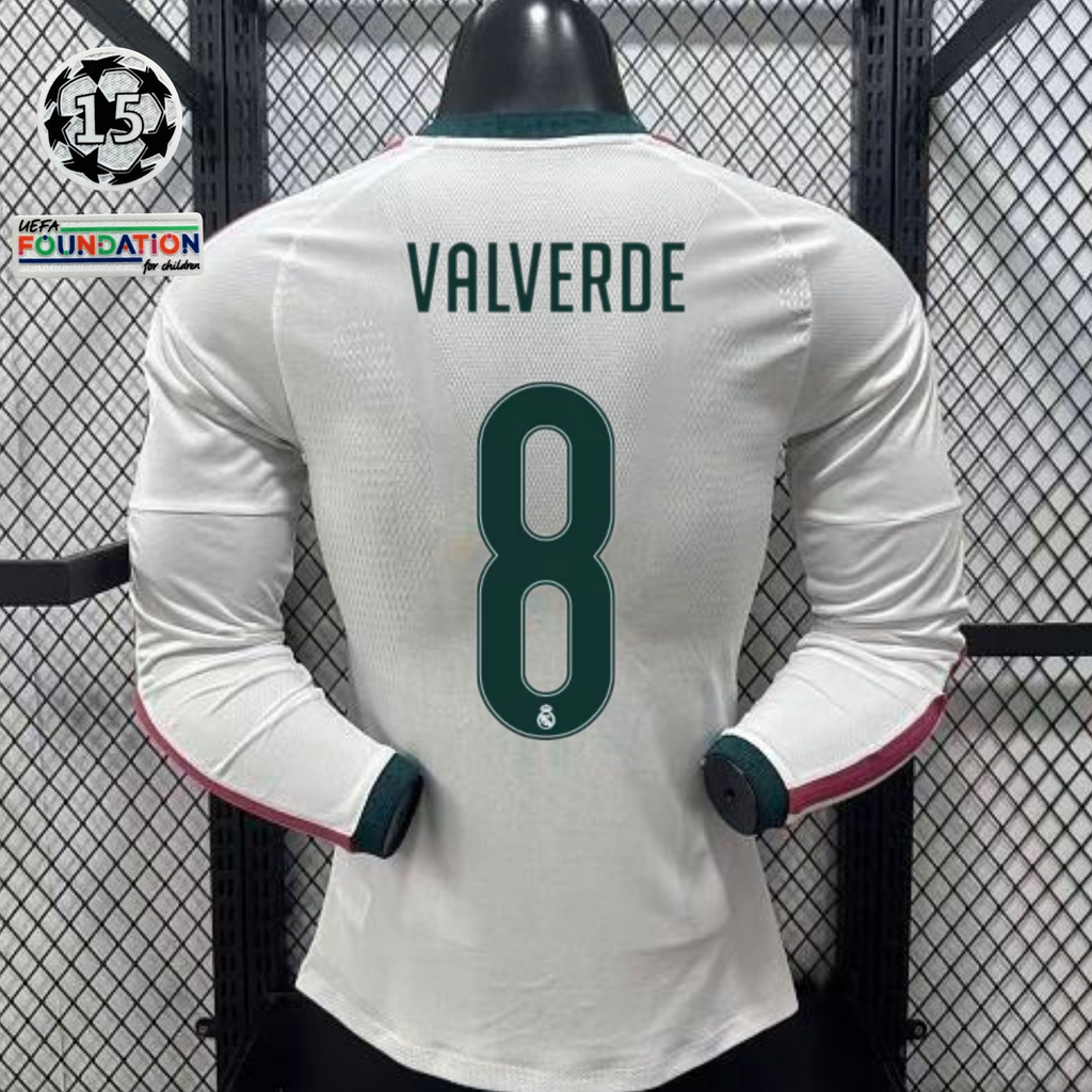 2026/27 Real Madrid Player Version Home Long Sleeve White Jersey #8 Valverde Personalized