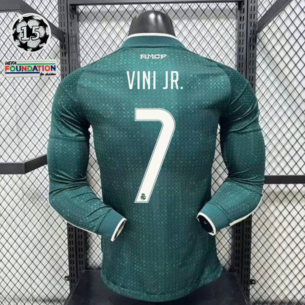 2026/27 Real Madrid Player Version Away Long Sleeve Jersey #7 Vinicius Jr UCL Personalized