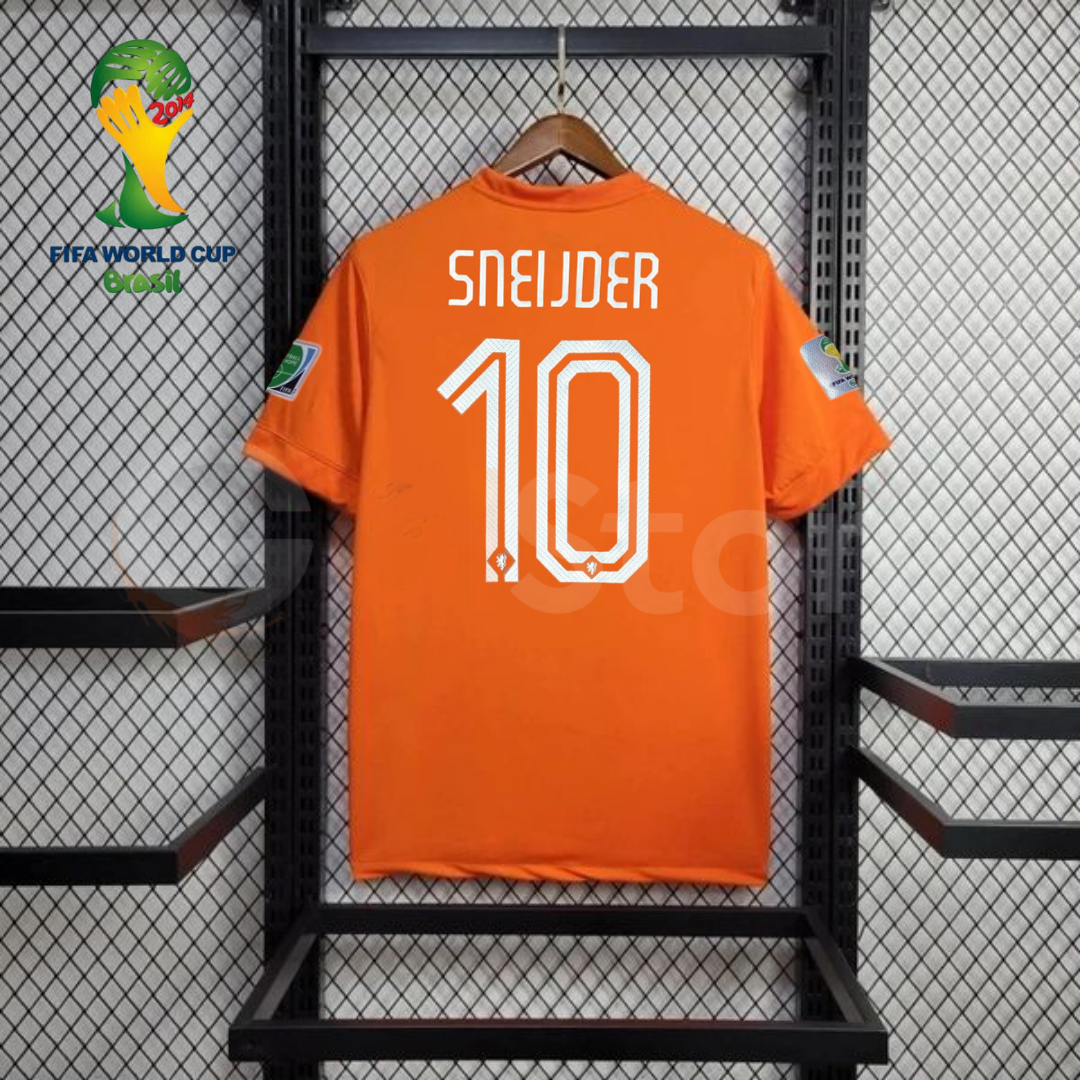 Netherlands 2014 Home Retro Jersey Sneijder #10