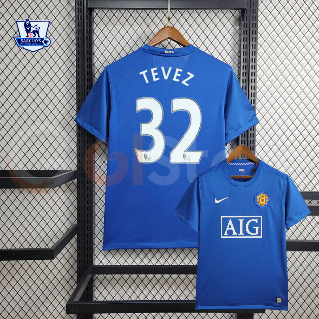 Manchester United 2008-2009 Retro Third Kit Short Sleeve Jersey #32 Tevez Personalized PL Rare