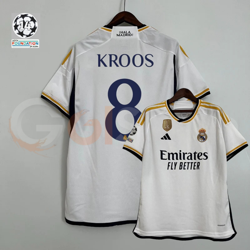 2023/24 Real Madrid Player Version Home White Jersey #8 Kroos UCL Personalized