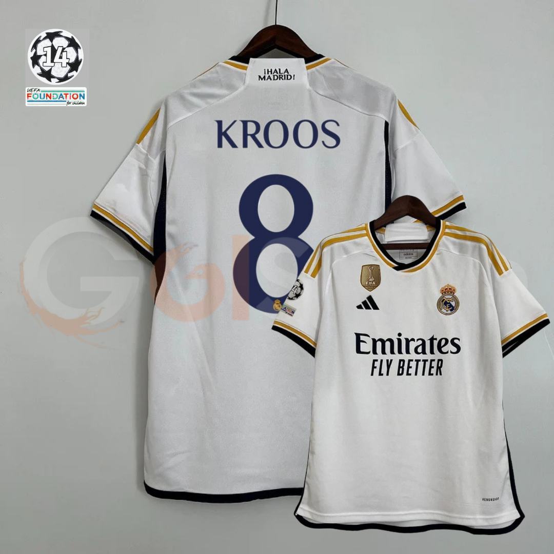 2023/24 Real Madrid Player Version Home White Jersey #8 Kroos UCL Personalized