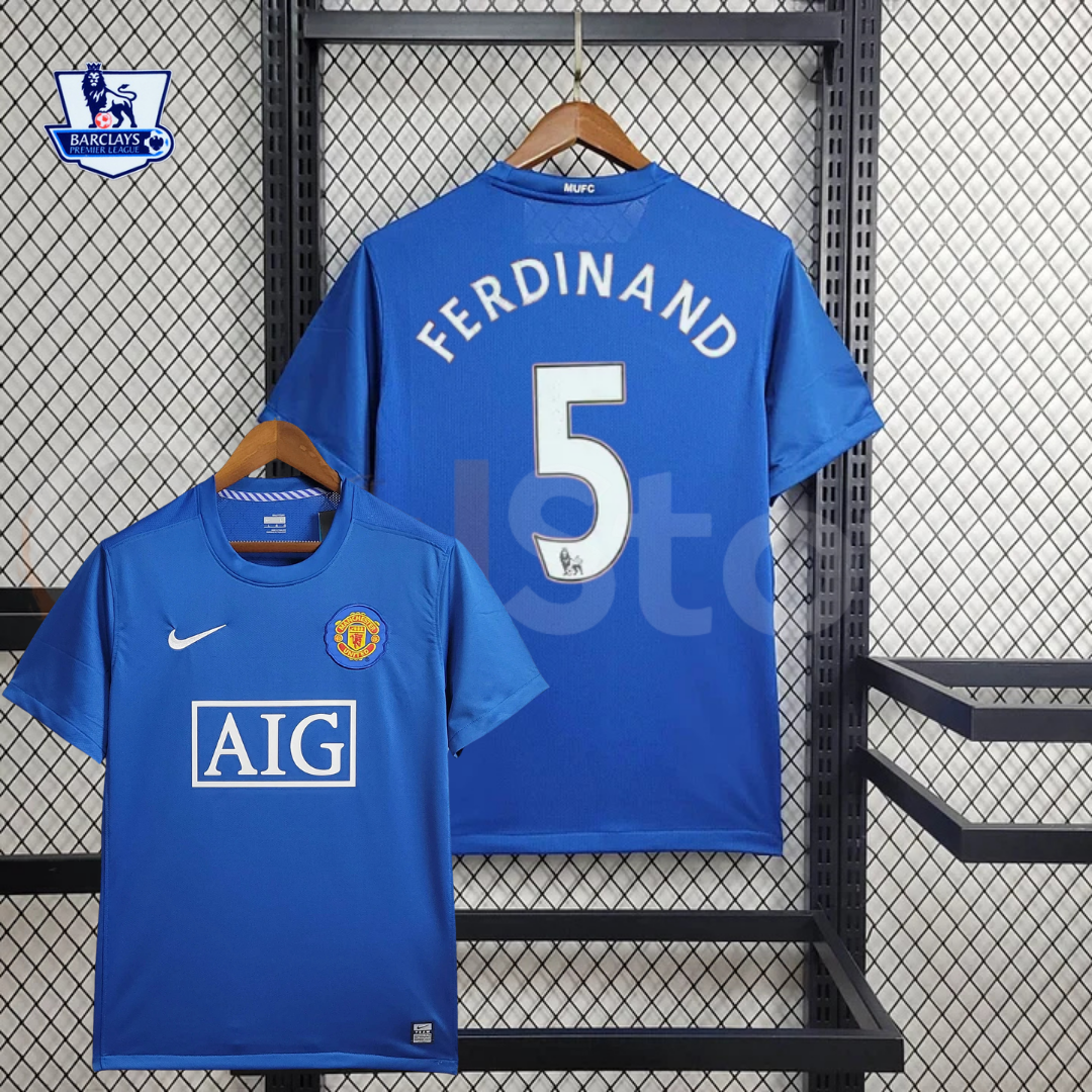 Manchester United 2008-2009 Retro Third Kit Short Sleeve Jersey #5 Ferdinand Personalized PL Rare