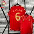 Spain 2008 Euro Championship Retro Home Short Sleeve Jersey #6 Iniesta Euro Patch Personalized Rare