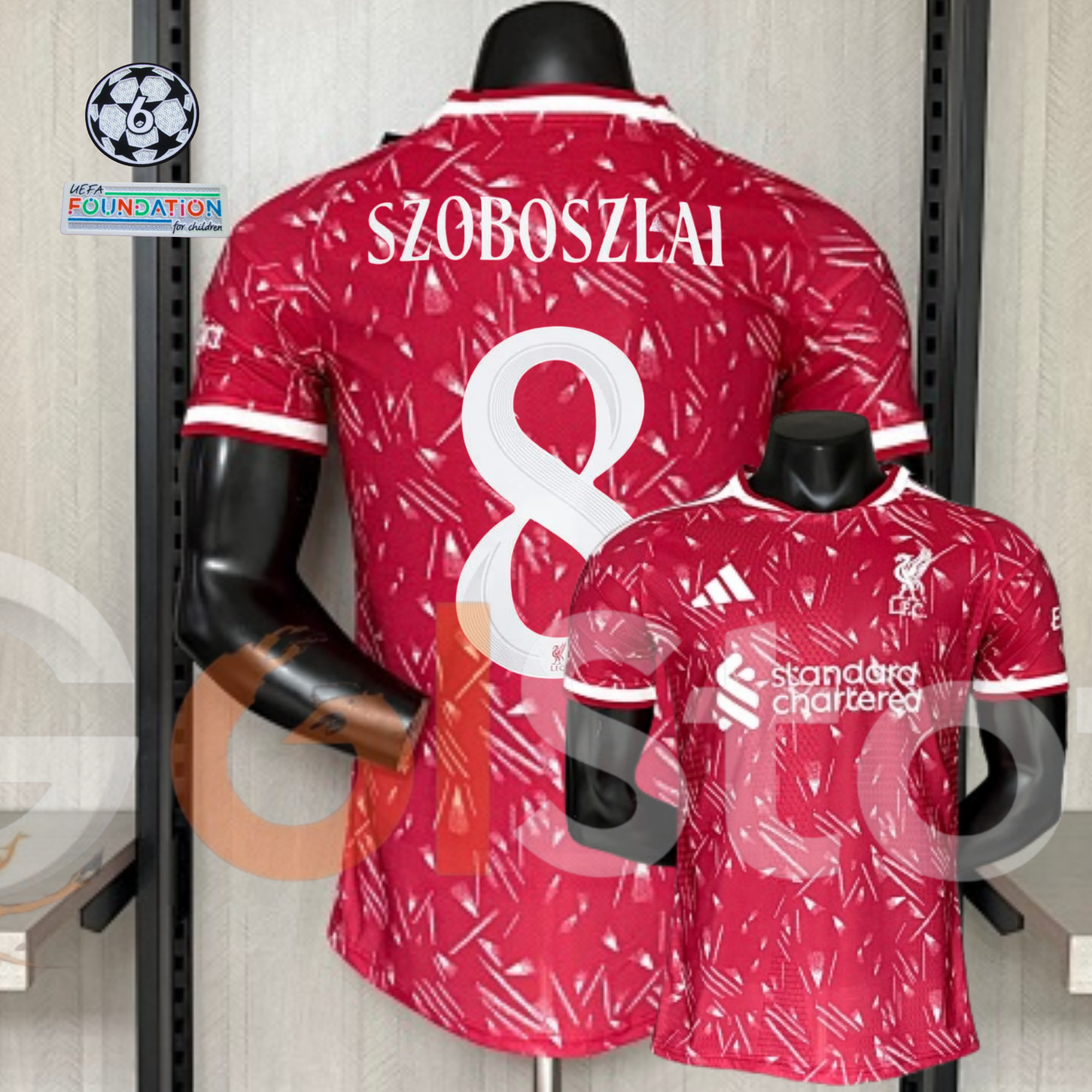 Liverpool FC 2026 2027 UCL Home Jersey Dominik Szoboszlai 8 Player Version Short Sleeve Football Shirt