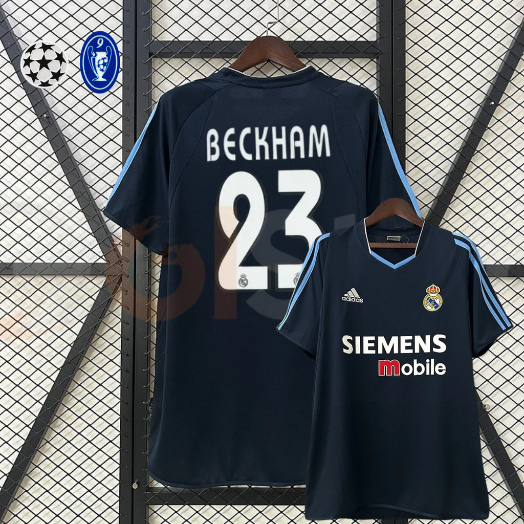 2003/04 Real Madrid Retro Away Navy Blue Jersey #23 Beckham UCL Personalized