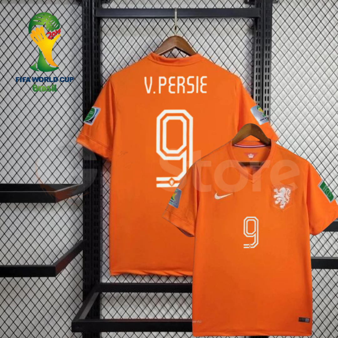 Netherlands 2014 Home Retro Jersey Van Persie #9