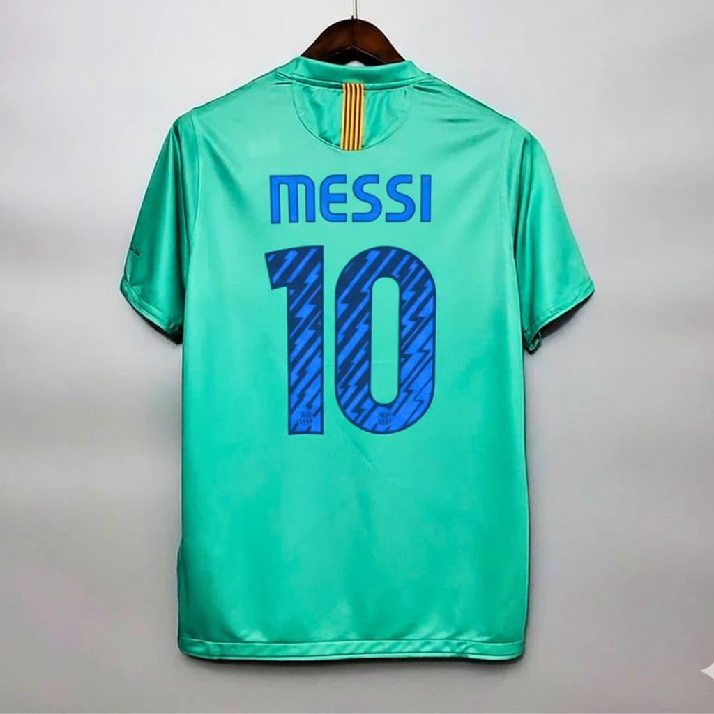 FC Barcelona 2009-10 Retro Green Away Jersey | #10 Lionel Messi | La Liga & UCL
