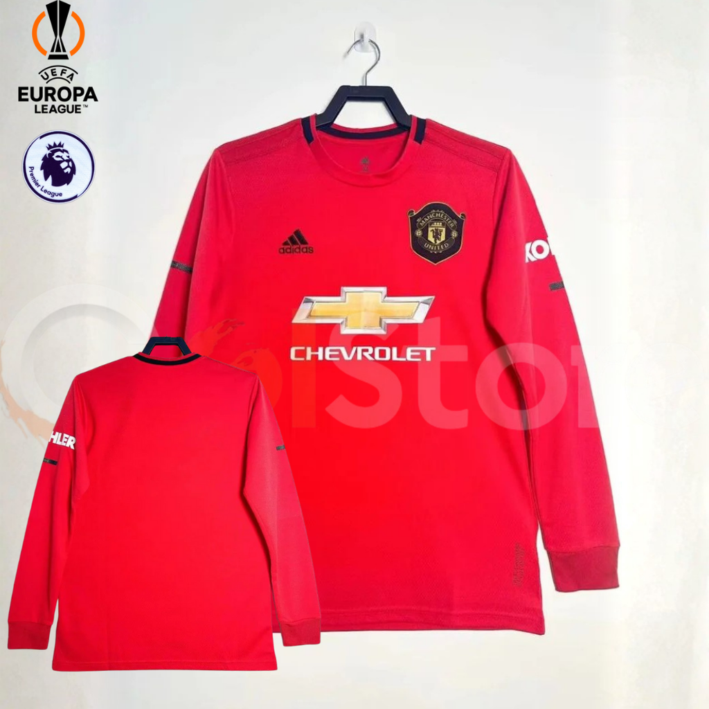 Manchester United 2019-2020 Retro Home Long Sleeve Jersey Personalized UEL PL Patch Rare