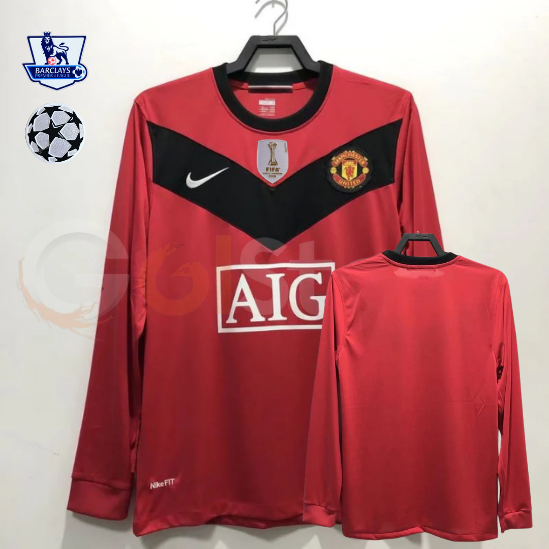 Manchester United 2010 Retro Home Long Sleeve Jersey UCL PL Patch Personalized Rare
