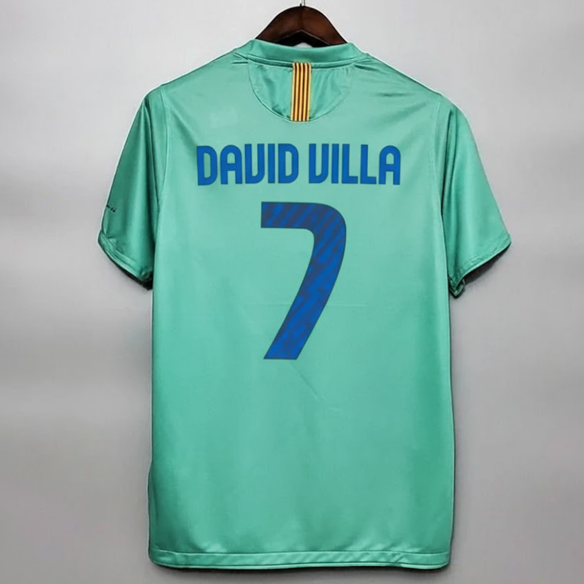 FC Barcelona 2009-10 Retro Green Away Jersey | #7 David Villa | La Liga & UCL