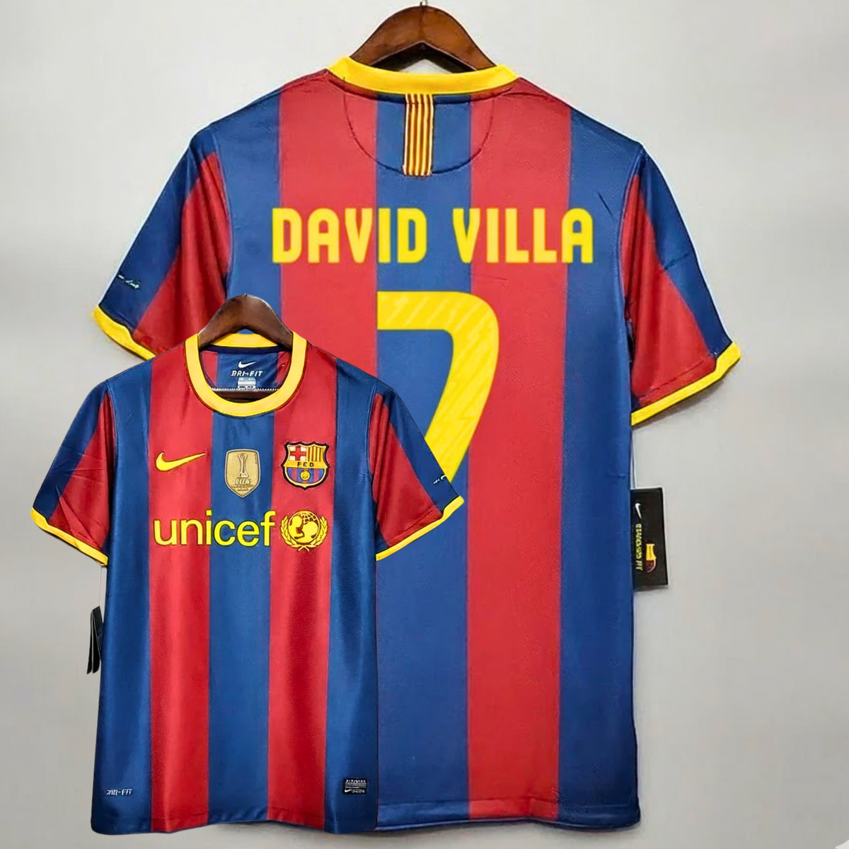 FC Barcelona 2010-11 Retro Home Jersey | #7 David Villa | La Liga & UCL