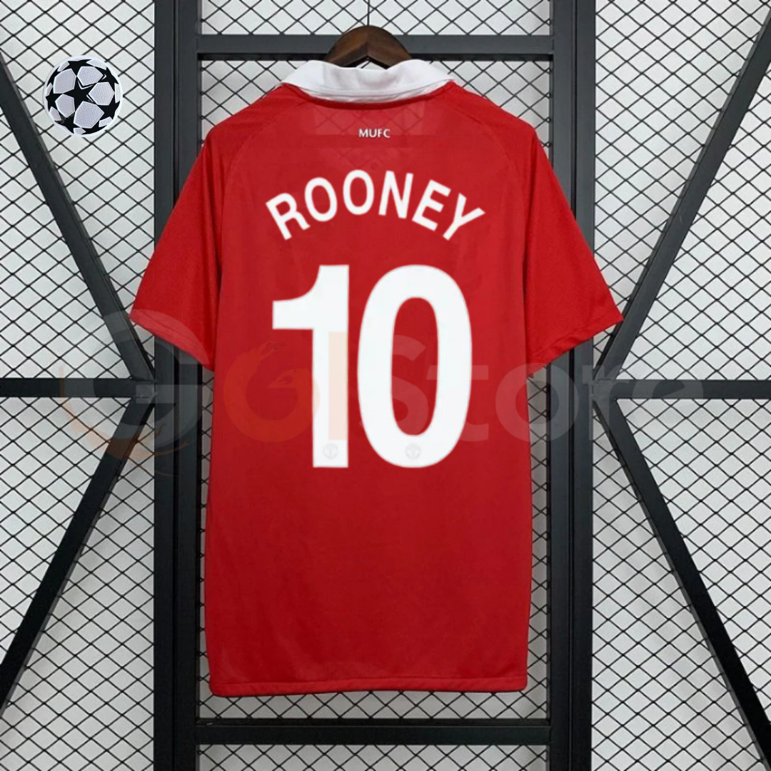 Manchester United 2010-2011 Retro Home Short Sleeve Jersey #10 Rooney Personalized UCL Rare