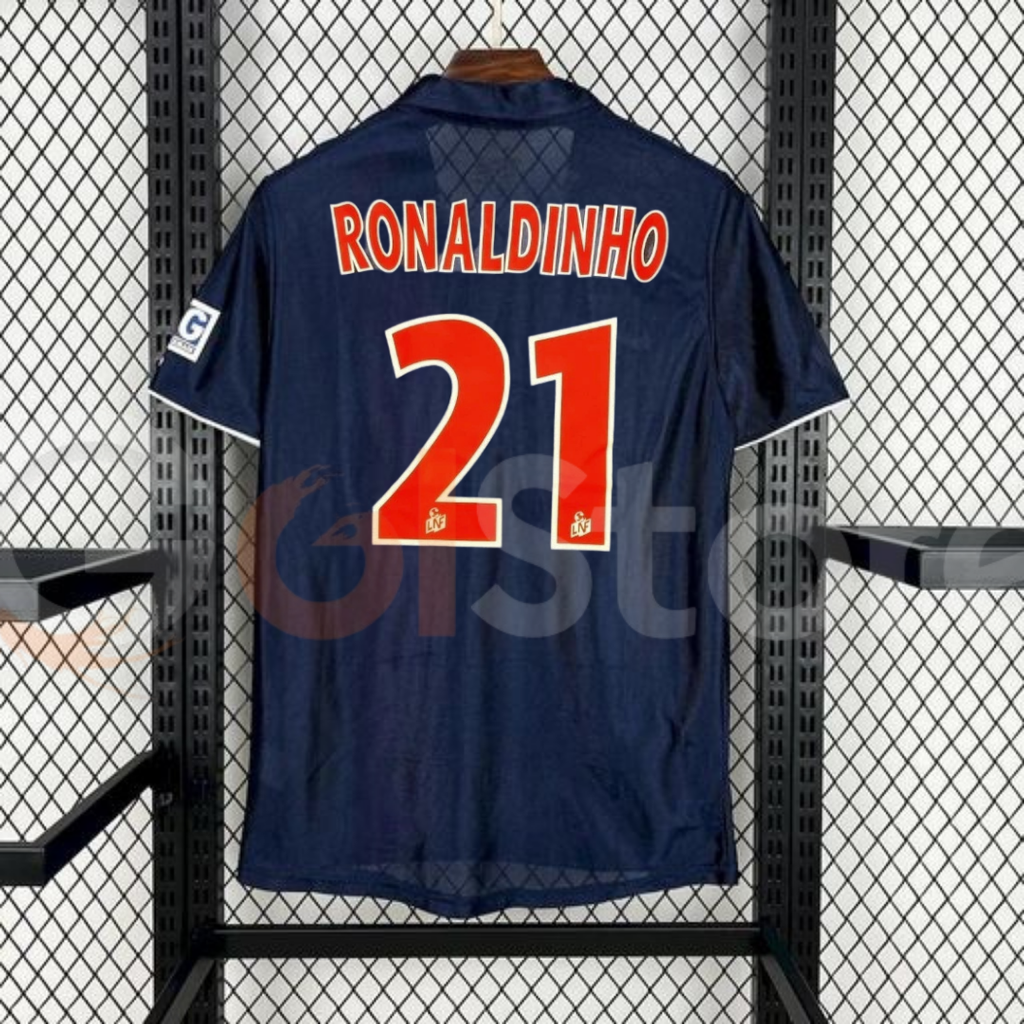PSG 2001-2002 Retro Home Short Sleeve Jersey #21 Ronaldinho Personalized Rare Collector