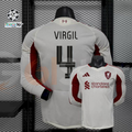 2025-2026 Liverpool Player Version White Long Sleeve Jersey #4 Van Dijk Personalized UCL Patch