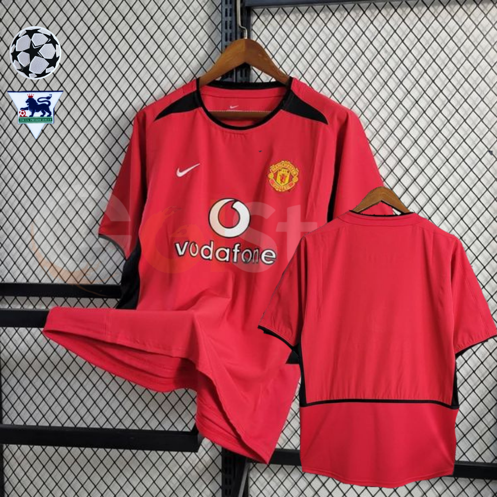 Manchester United 2002-2004 Retro Home Short Sleeve Jersey Personalized PL UCL Patch Rare Collector