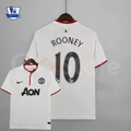 Manchester United 2013-2014 Retro White Away Short Sleeve Jersey #10 Rooney Personalized PL Rare