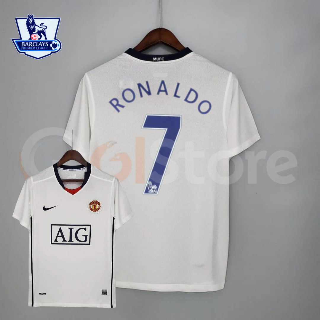 Manchester United 2008-2009 Retro Away Short Sleeve Jersey #7 Ronaldo Personalized PL Patch Rare