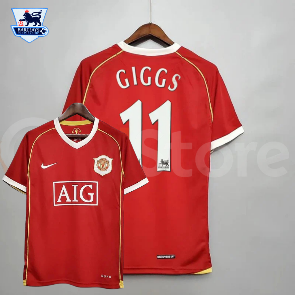 Manchester United 2006-2007 Retro Home Short Sleeve Jersey #11 Giggs Personalized PL Patch Rare
