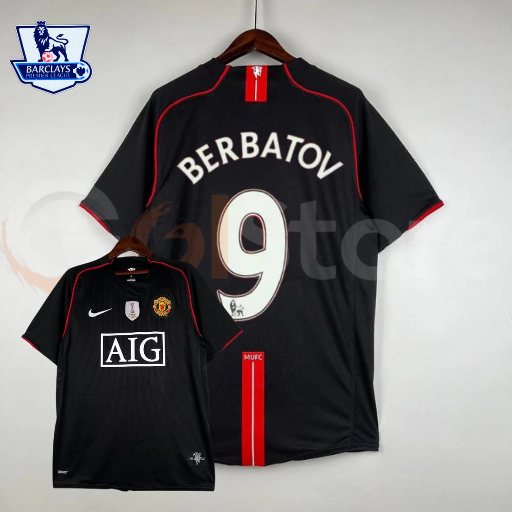 Manchester United 2007-2008 Retro Away Short Sleeve Jersey #9 Berbatov Personalized PL UCL Rare