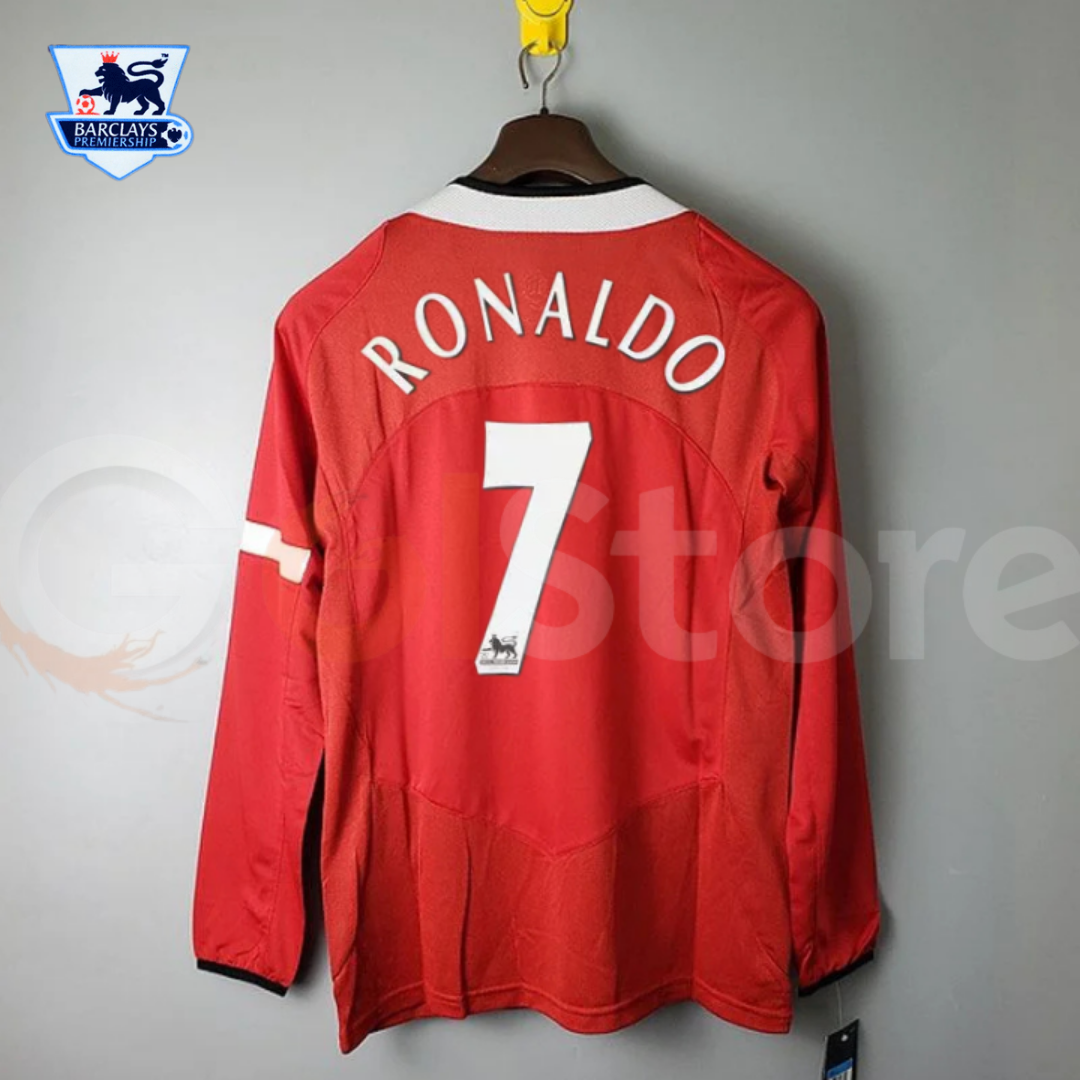 Manchester United 2005-2006 Retro Long Sleeve Jersey #7 Ronaldo Personalized PL UCL Rare