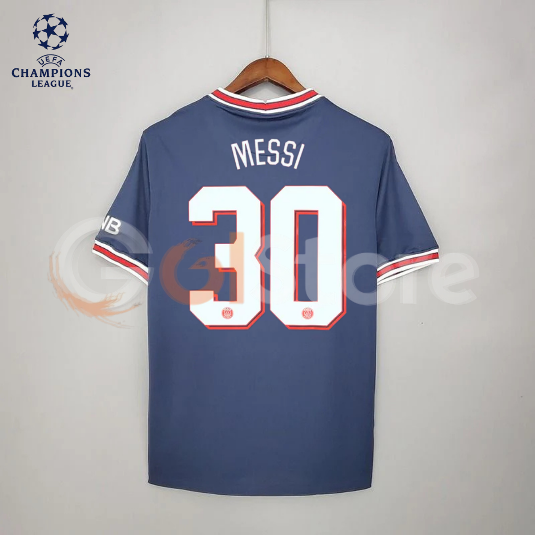 PSG 2021-2022 Retro Home Short Sleeve Jersey #30 Messi Personalized UCL Patch