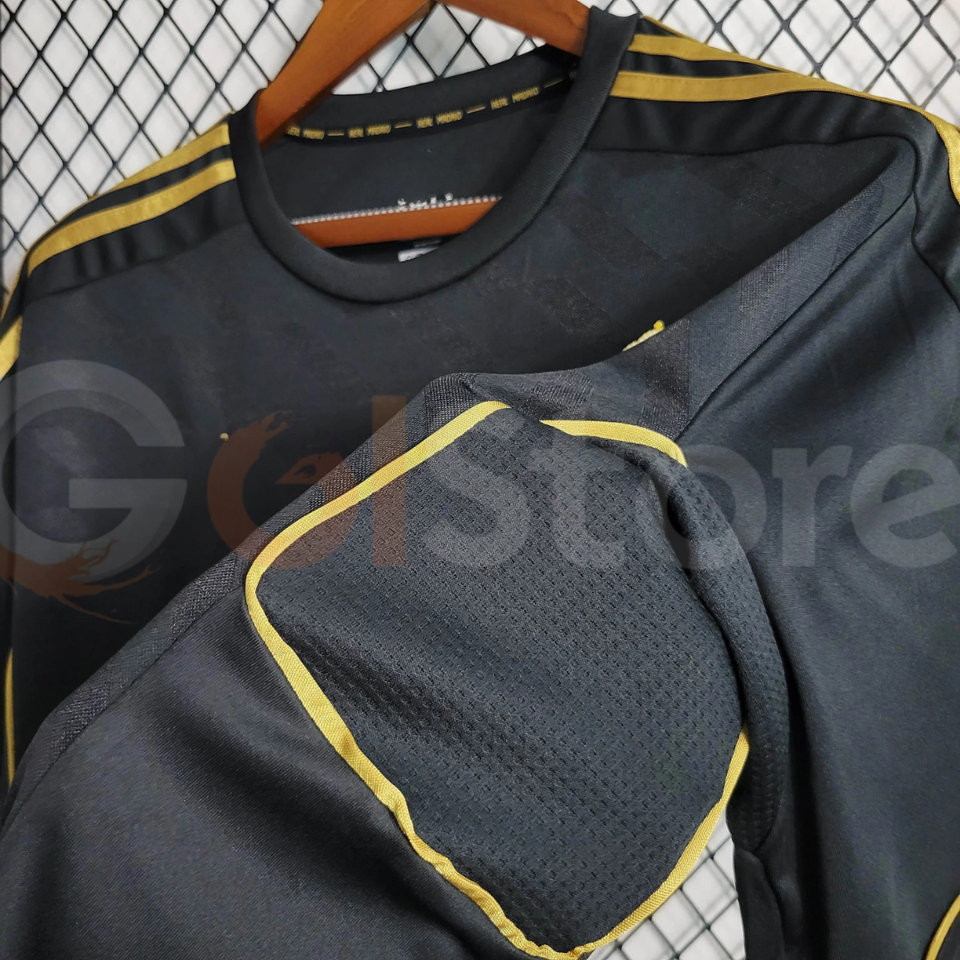 2011/12 Real Madrid Retro Away Black Jersey Long Sleeve UCL & La Liga Patch Personalized