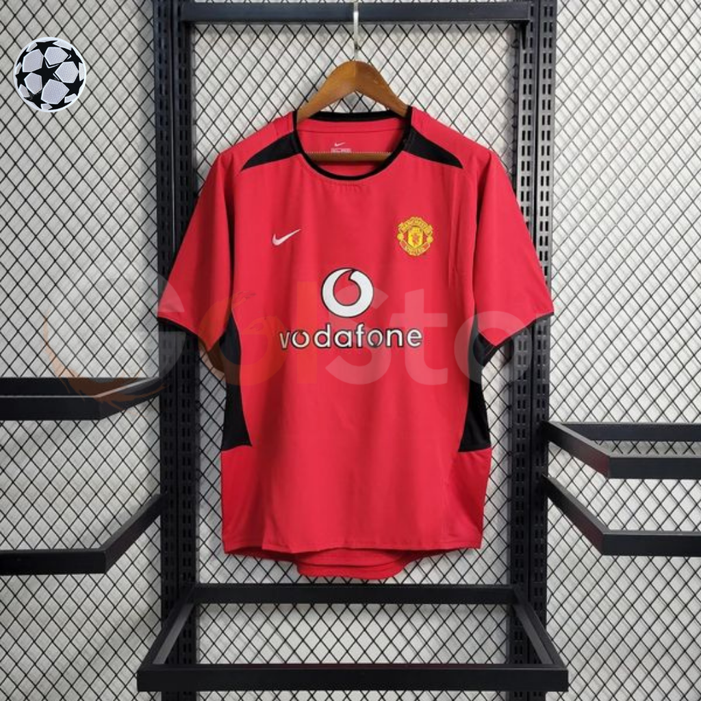 Manchester United 2002-2003 Retro Home Short Sleeve Jersey #7 Beckham Personalized UCL Patch Rare