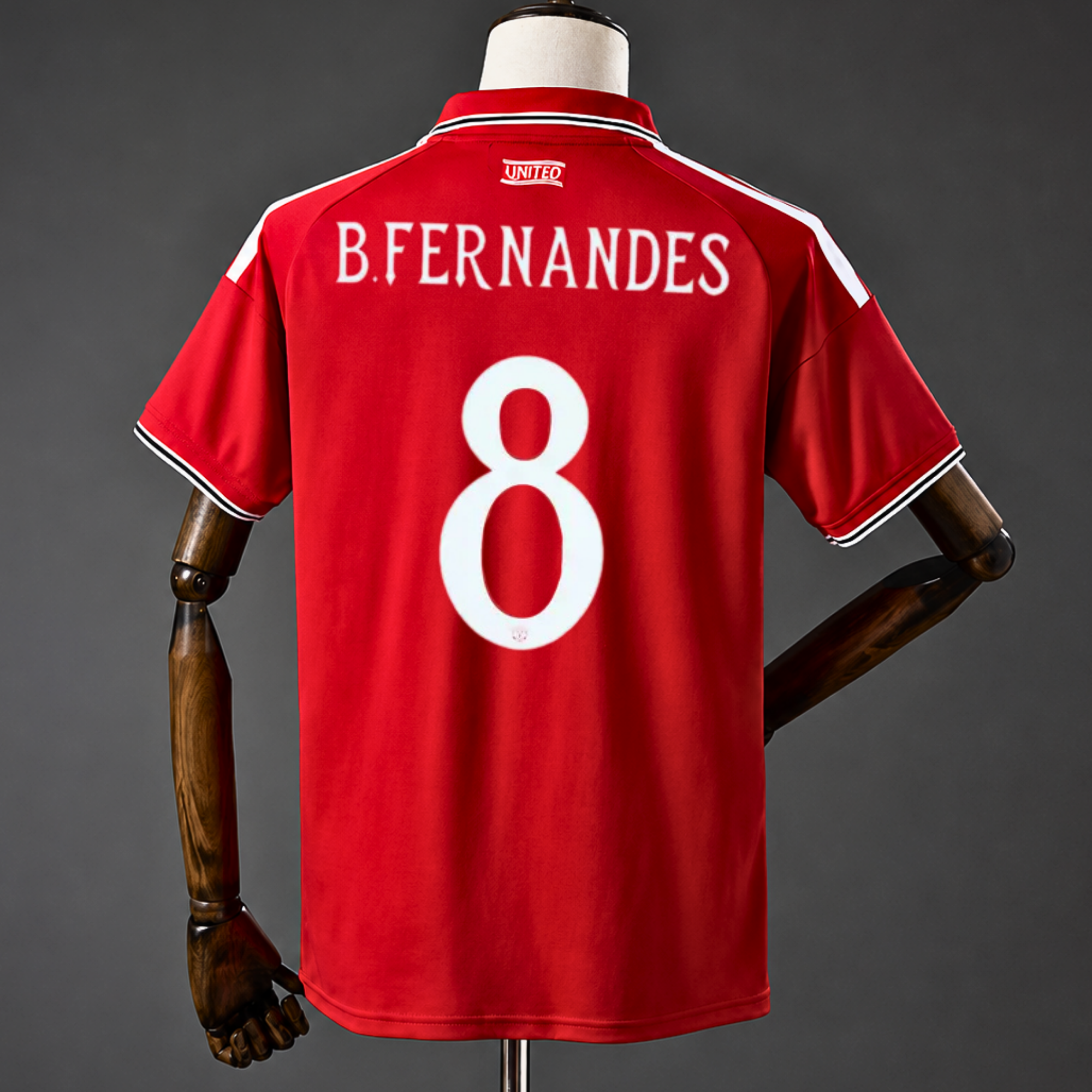 Maillot de football domicile unisexe à manches courtes Manchester United B.Fernandes n°8 26/27 – Édition Champions S–3XL