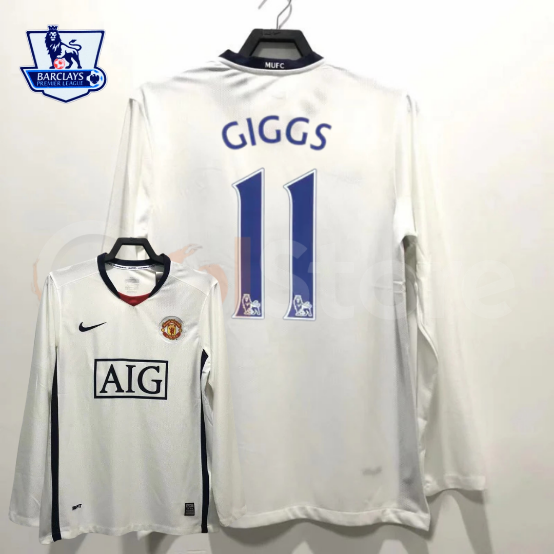 Manchester United 2008-2009 Retro Away Long Sleeve Jersey #11 Giggs Personalized PL Rare