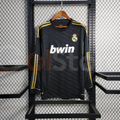 2011/12 Real Madrid Retro Away Black Jersey Long Sleeve UCL & La Liga Patch Personalized