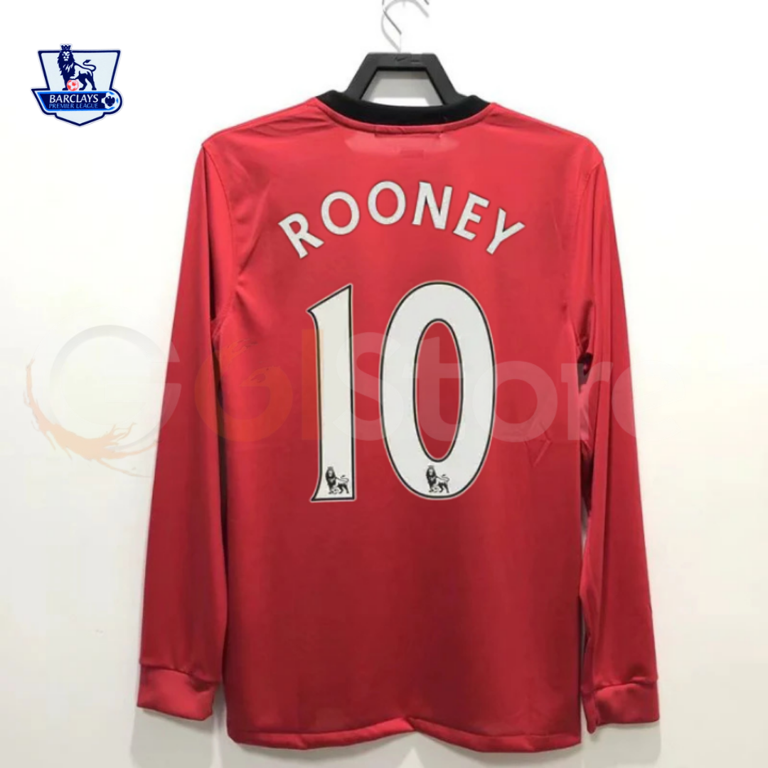 Manchester United 2010 Retro Home Long Sleeve Jersey #10 Rooney Personalized PL Rare