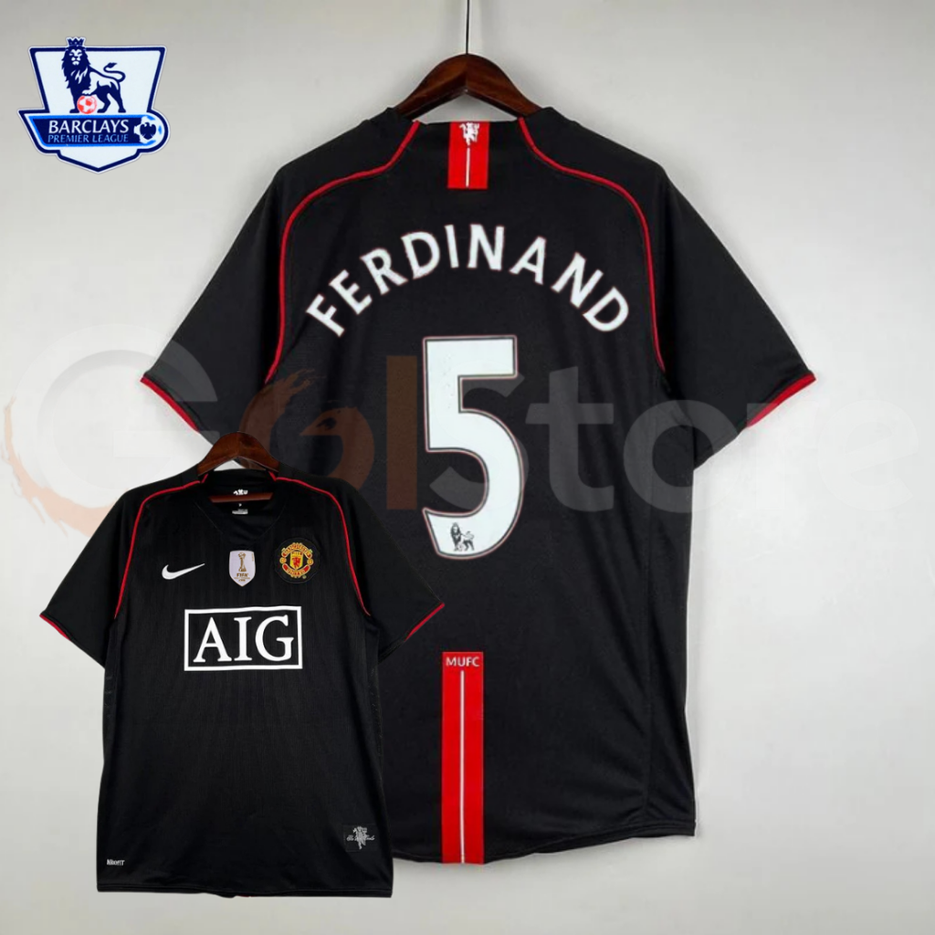Manchester United 2007-2008 Retro Away Short Sleeve Jersey #5 Ferdinand Personalized PL UCL Rare