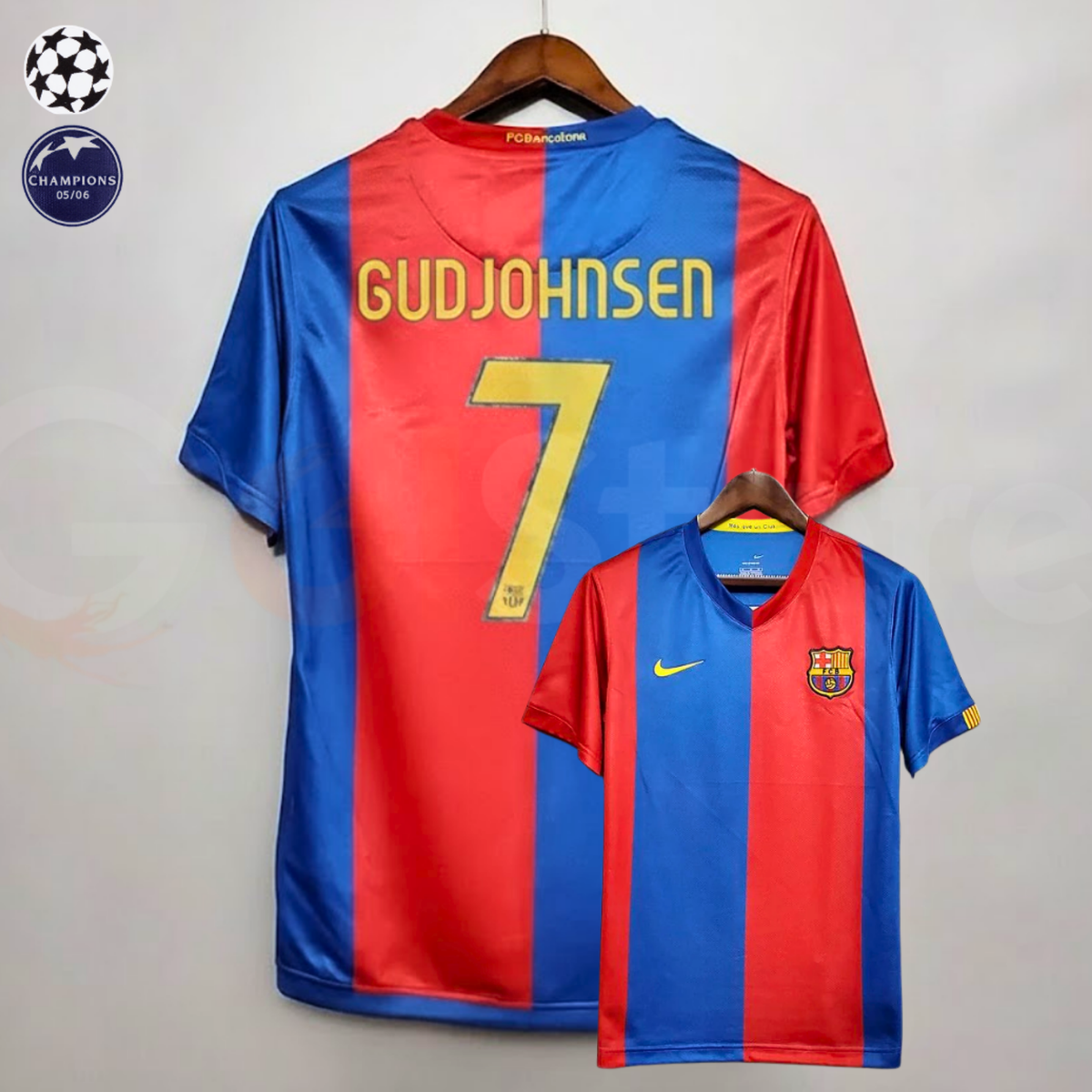 FC Barcelona 2006-07 Retro Home Jersey | #7 Eidur Gudjohnsen | UCL