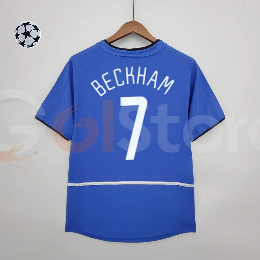 Manchester United 2002-2004 Retro Home Short Sleeve Jersey #7 Beckham Personalized UCL Patch Rare