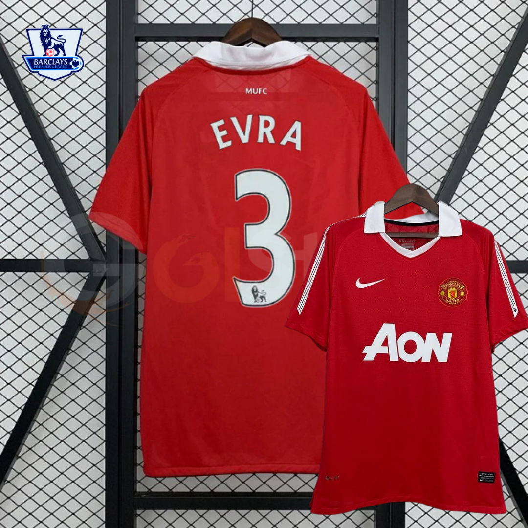 Manchester United 2010-2011 Retro Home Short Sleeve Jersey #3 Evra Personalized PL Rare