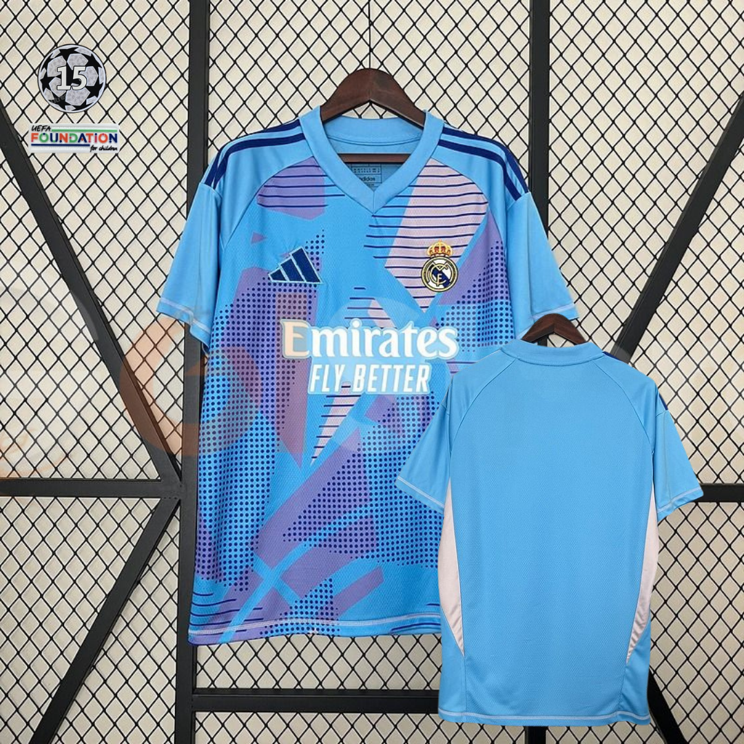 2024/25 Real Madrid Goalkeeper Blue Jersey UCL Patch Personalized