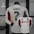 2025-2026 Liverpool Player Version White Long Sleeve Jersey #7 Wirtz Personalized UCL Patch
