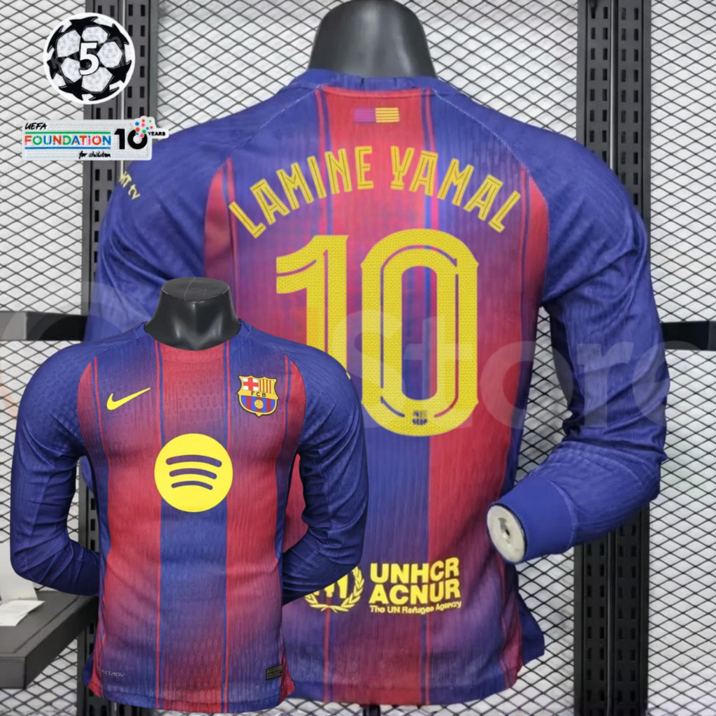 FC Barcelona 2025-26 Home Professional Long Sleeve Jersey | #10 Lamine Yamal | UCL
