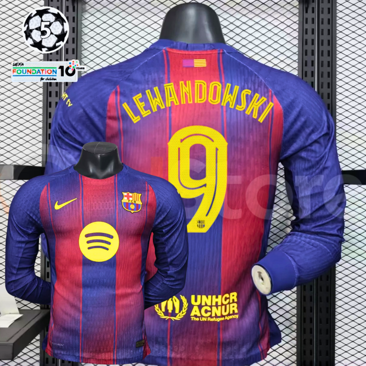 FC Barcelona 2025-26 Home Professional Long Sleeve Jersey | #9 Robert Lewandowski | UCL