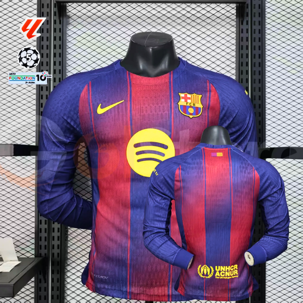 FC Barcelona 2025-26 Home Professional Long Sleeve Jersey | Custom Name & Number | UCL & La Liga