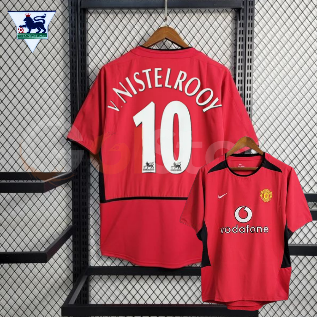 Manchester United 2002-2004 Retro Home Short Sleeve Jersey #10 Van Nistelrooy Personalized PL Patch Rare