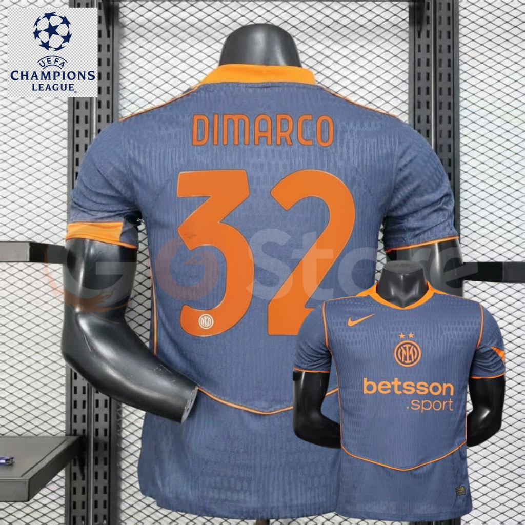 Inter Milan 2025-2026 Third Away Player Version Jersey #32 Dimarco UCL Patch Personalized S-3XL