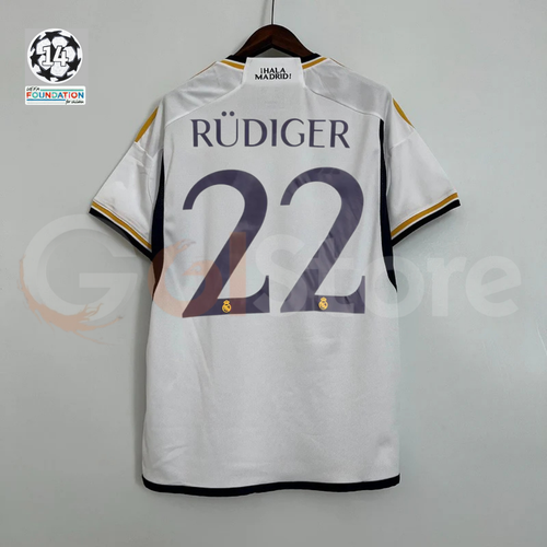 2023/24 Real Madrid Player Version Home White Jersey #22 Rudiger UCL Personalized
