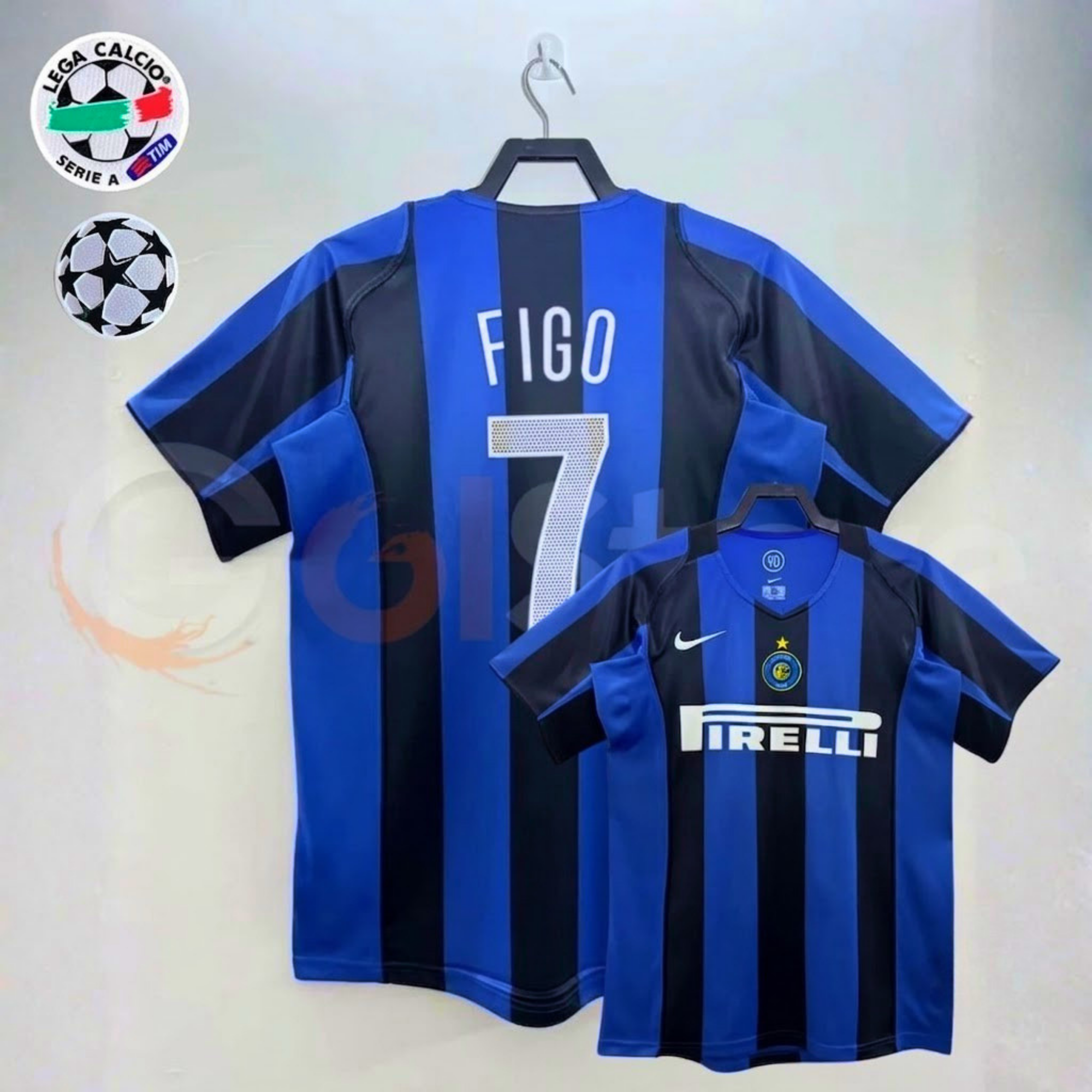 Inter Milan 2004 2005 Retro Home Figo 7 Jersey Serie A UEFA Champions League Classic Football Shirt